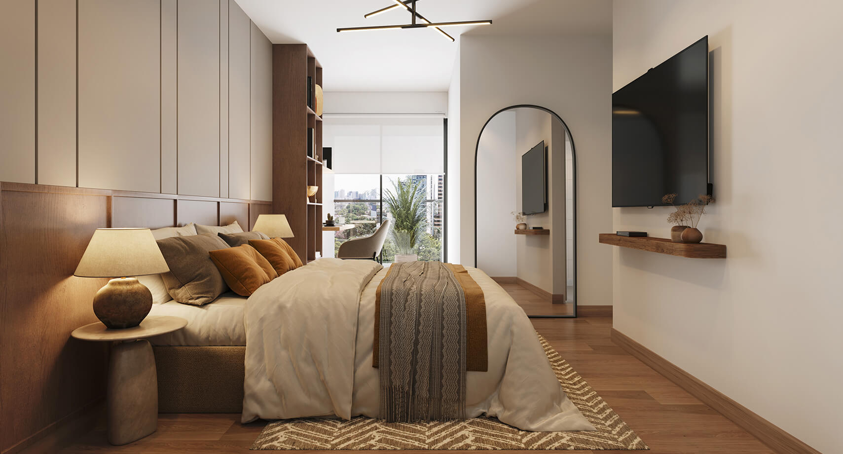 Dormitorio principal en vista 3D